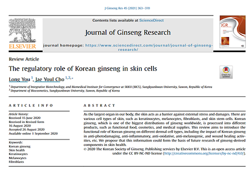 The regulatory role of Korean ginseng in skin cells