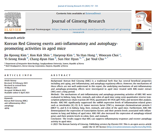 Korean red ginseng exerts anti-inflammatory and autophagy-promoting activities in aged mice.